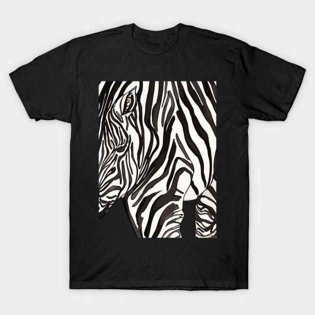 Modern Black And White Zebra Stripes Pattern African Wildlife T-Shirt by ZAZIZU